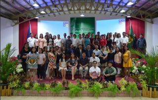 Graduates of 11 UPOU Continuing Education Programs (CEP) pose for a group shot with Dr. Primo Garcia, FMDS Dean, Asst. Prof. Rita Ramos, FMDS Faculty Secretary and Mr. Larry N. Cruz, PDA for CEP.