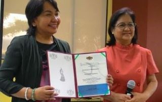 The photo Prof. Melinda dela Peña Bandalaria, UPOU Chancellor.