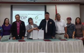 (L-R) Prof. Liza Carascal, UPOUFI Executive Director; Dr. Melinda Lumanta, UPOU Vice Chancellor for Academic Affairs; Dr. Felix Librero, UPOUFI President; Dr. Melinda dP. Bandalaria, UPOU Chancellor and TDP Program Leader; Hon. Fernando Llamas, Mayor of Mauban, Quezon; Mr. Chuckie Rivera, QPL Community Relations Manager; Dr. Felipe Malabaguio, Mauban South District Supervisor; Ms. Bal Mirabueno, Community e-Center Manager and HR Head of Mauban, Quezon; and Dr. Avelina Jugueta, Mauban North District Supervisor.