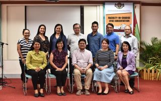 Dr. Primo Garcia (center, front row), Dean of FMDS and Asst. Prof. Rita Ramos (to Dr. Garcia's left), Secretary to the Faculty of FMDS, pose with the participants of the FMDS FIC Orientation for Second Semester AY 201-2018.