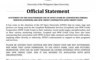 Statement of UPOU on COOPHUB