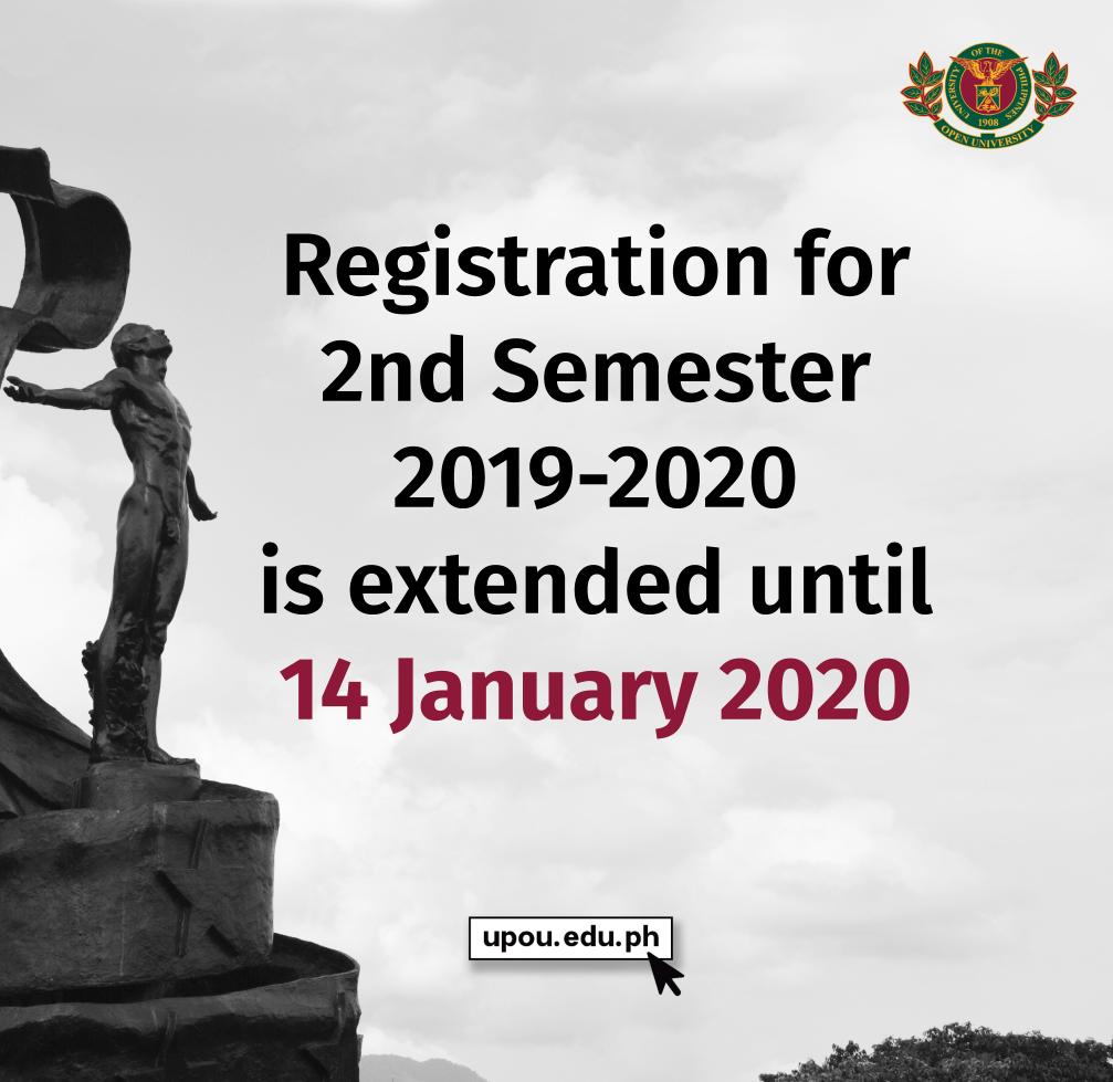 Registration for 2nd Semester 2019-2020 is extended until 14 January 2020