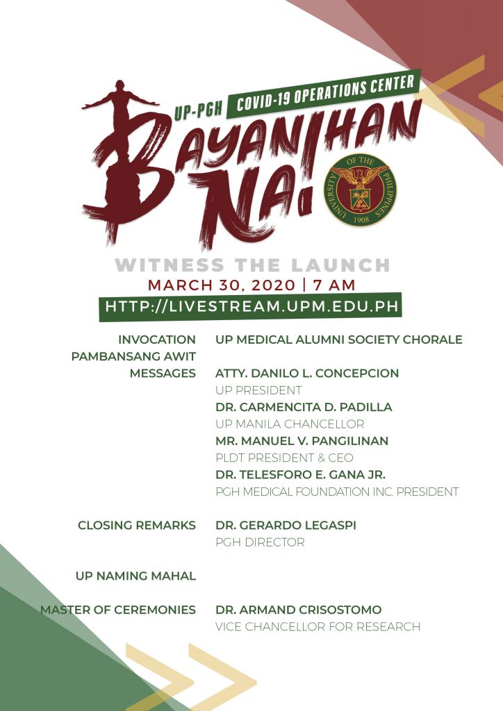 Launching of the UP-PGH COVID-19 Bayanihan Na! Operations Center