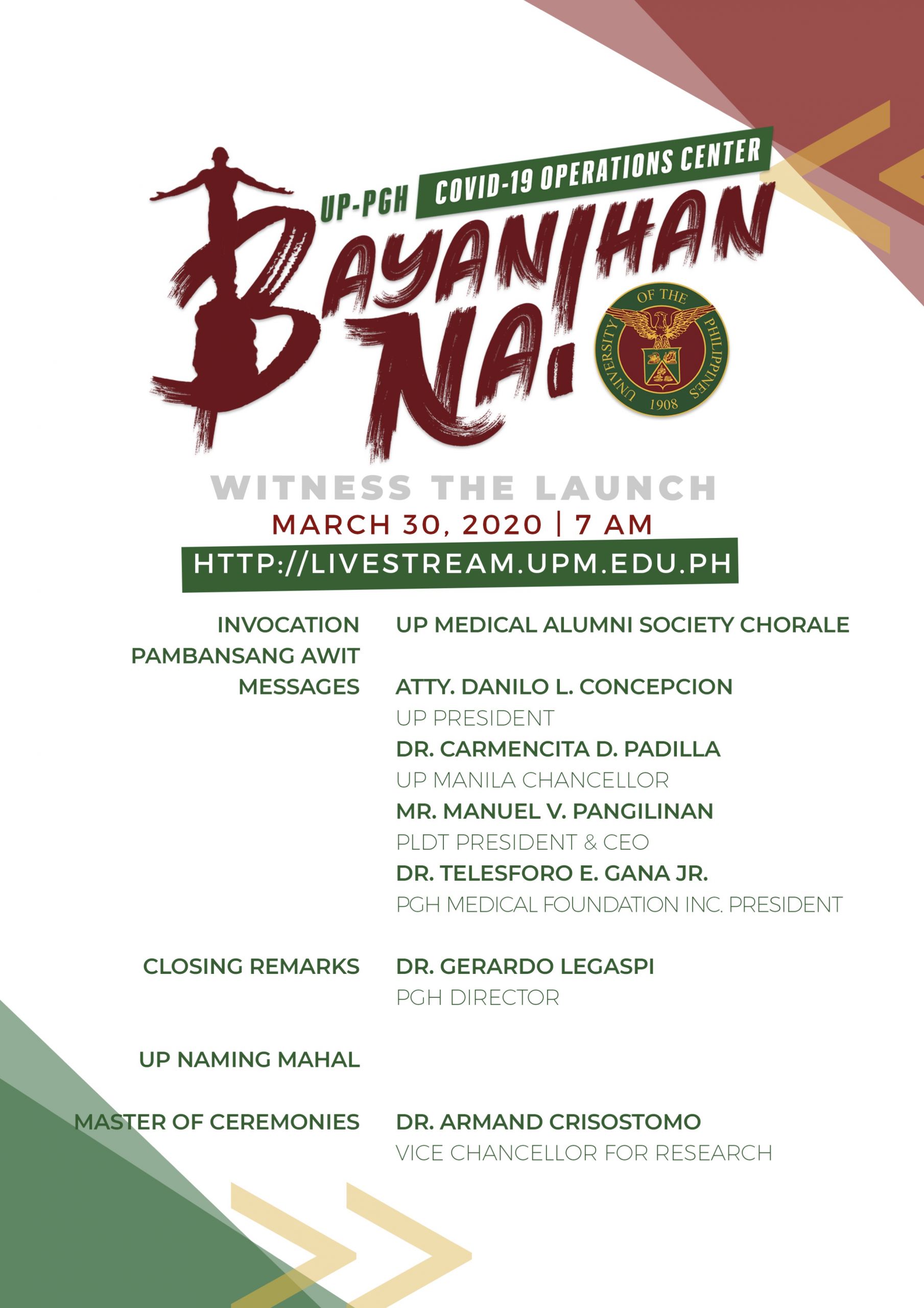 Launching Of The UP PGH COVID 19 Bayanihan Na Operations Center 