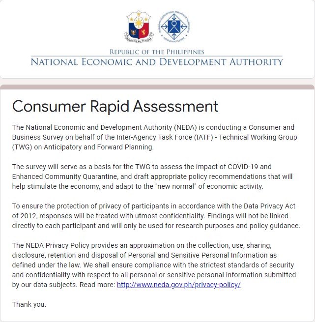 NEDA Consumer Rapid Assessment