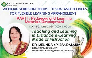 UPOU Chancellor to Speak at CVSU webinar on Pedagogy and Course Materials Development