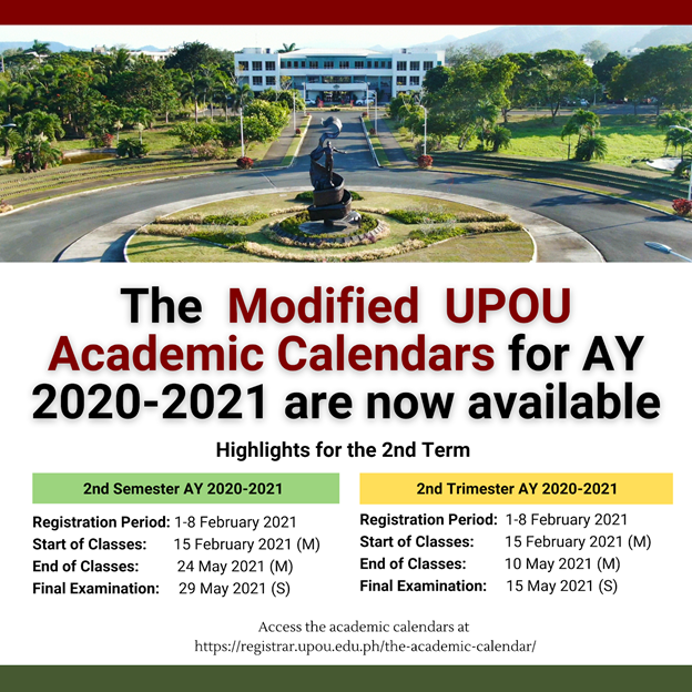 Modified UPOU Semester and Trimester Academic Calendars for AY 2020-2021