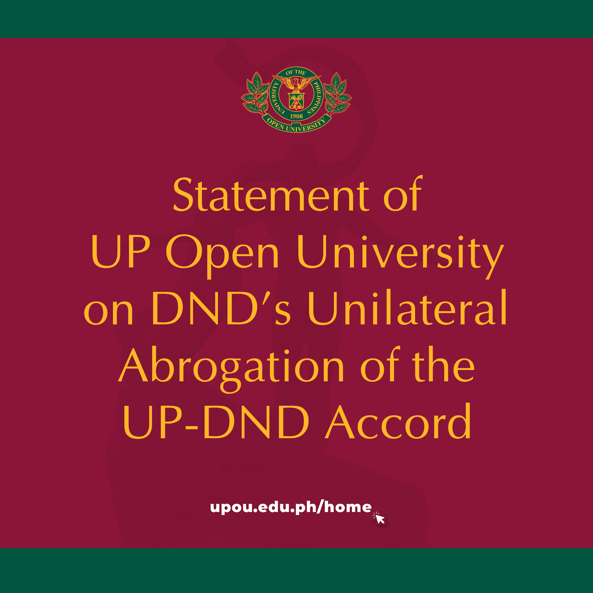 Statement of UPOU on DND’s Unilateral Abrogation of the UP-DND Accord