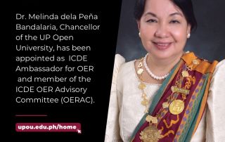 UPOU Chancellor Bandalaria appointed as ICDE Ambassador for OER
