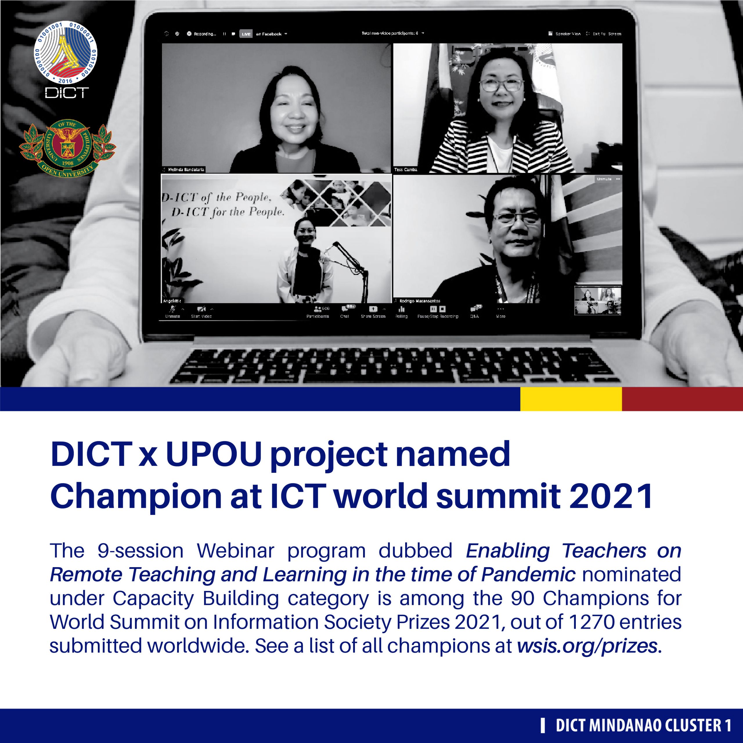 DICT x UPOU Project named Champion at ICT World Summit 2021