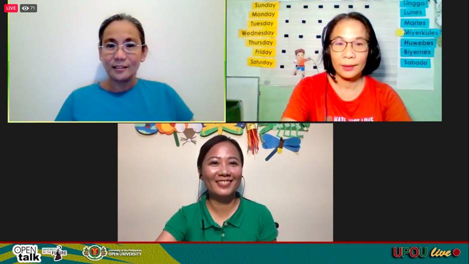 [Left to Right] Program moderated by Assoc. Prof. Portia Padilla of UP Diliman College of Education, Ms. Julie Weygan-Aparato, Program Lead and Teacher at Interactive Children's Literacy Program, and Ms. Michelle Agas, who is a Teacher, Storyteller, and Children's Show Host.