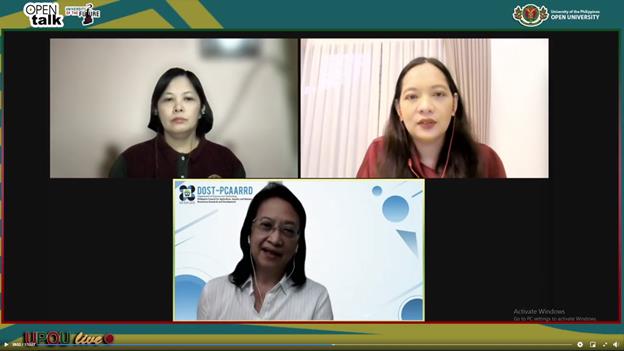 From upper right: Dr. Joane Serrano, Ms. Margaret Jarmin-Suarez, and Dir. Marita Carlos engaged in a lively discussion about media literacy and fake news in Open Talk's Episode 8.
