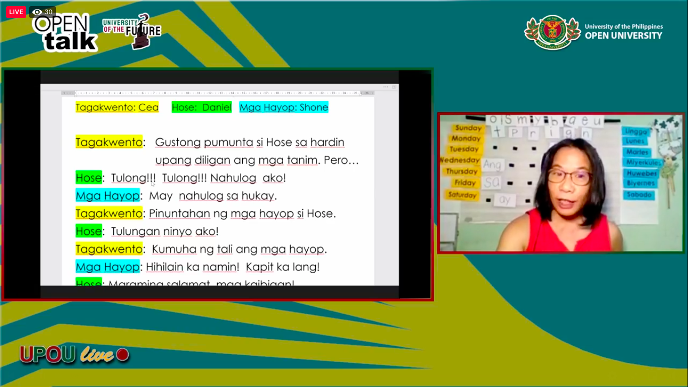 Ms. Julie Weygan-Aparato and her story telling activity Ms. Julie Weygan-Aparato and her story telling activity