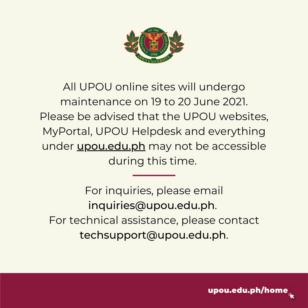 UPOU Websites Downtime on 19-20 June 2021