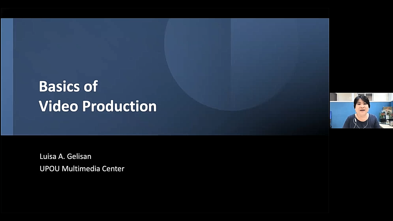 Ms. Luisa A. Gelisan, University Researcher and Director of the UPOU Multimedia Center, served as the Resource Person and she shared her knowledge and experience about “Developing Audio-Visual Presentations with Focus on Video Production.”