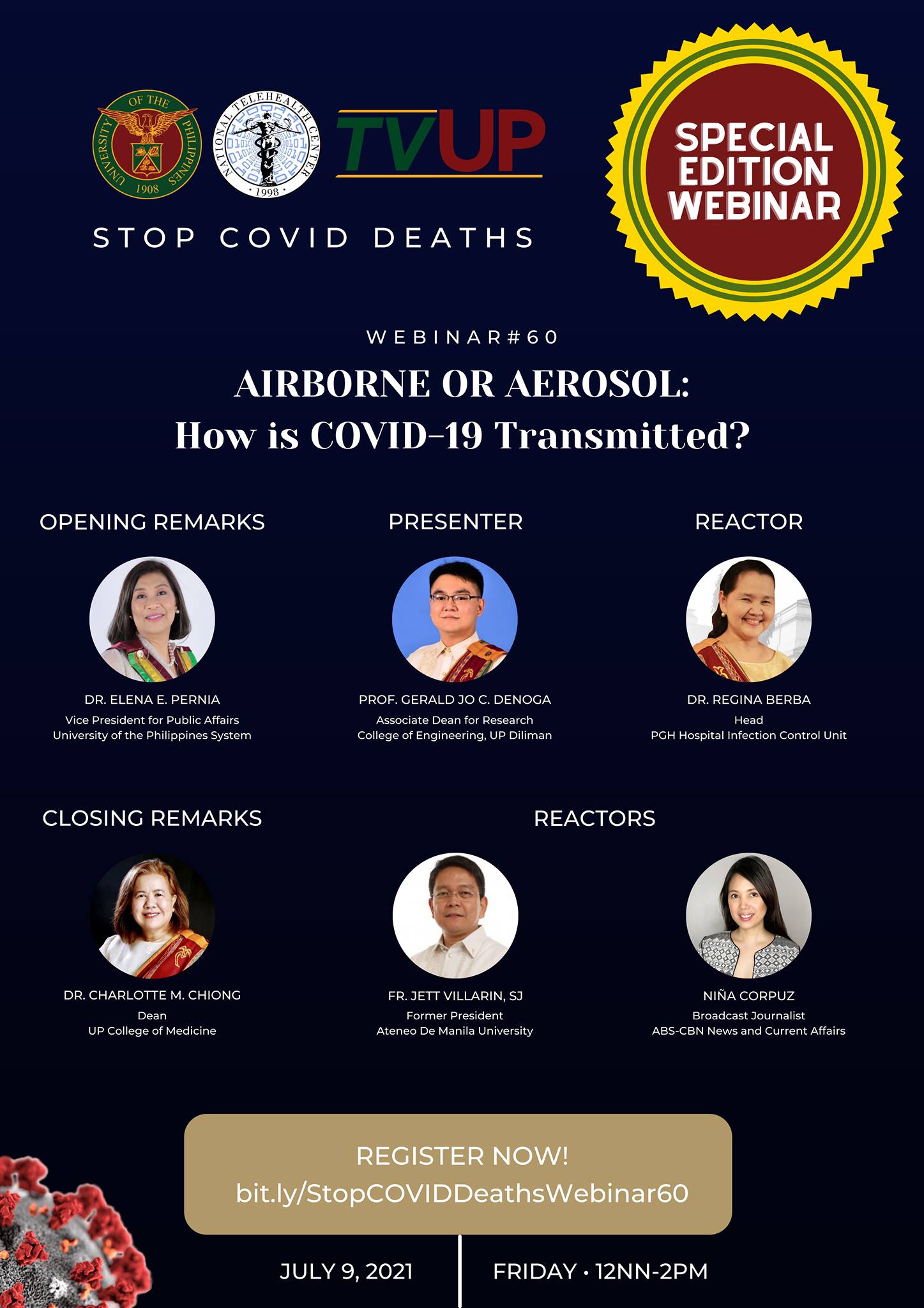 Webinar #60 "AIRBORNE OR AEROSOL: How is COVID-19 Transmitted?"