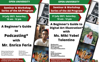 UPOU-AA Program Conducts Seminar-Workshop Series on Podcasting, Digital Art Illustration, Website Creation, and Creative Writing