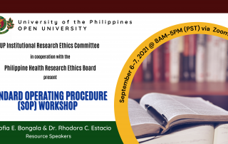 Philippine Health Research Ethics Board and Philippine Council for Health Research and Development conducted Standard Operating Procedure Workshop (SOP) for UP Open University Institutional Research Ethics Committee (UPOU IREC)