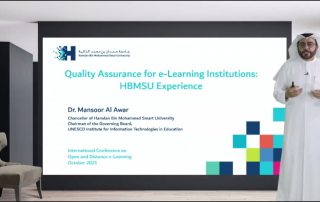Dr. Mansoor Al Awar shares their university’s values and practices as the first accredited e-Learning institution in their region.
