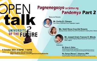 Open Talk 14: Pagnenegosyo sa Panahon ng Pandemya Part 2