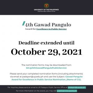 Gawad Pangulo Call for Nominations Extension