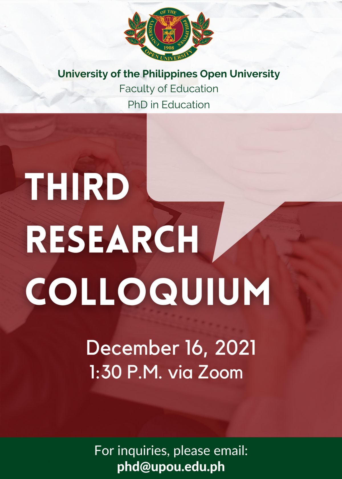 UPOUFEd to Hold 3rd Research Colloquium for PhD in Education Students