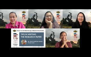 Dr. Serlie Jamias (upper left) served as the thought leader for the Masterclass; along with her is Dr. Benjamina Flor (upper-middle), moderator; Dr. Emely Amoloza (upper right), emcee; and Mr. Jerry Donato (lower right), co-proponent of the FICS Masterclass