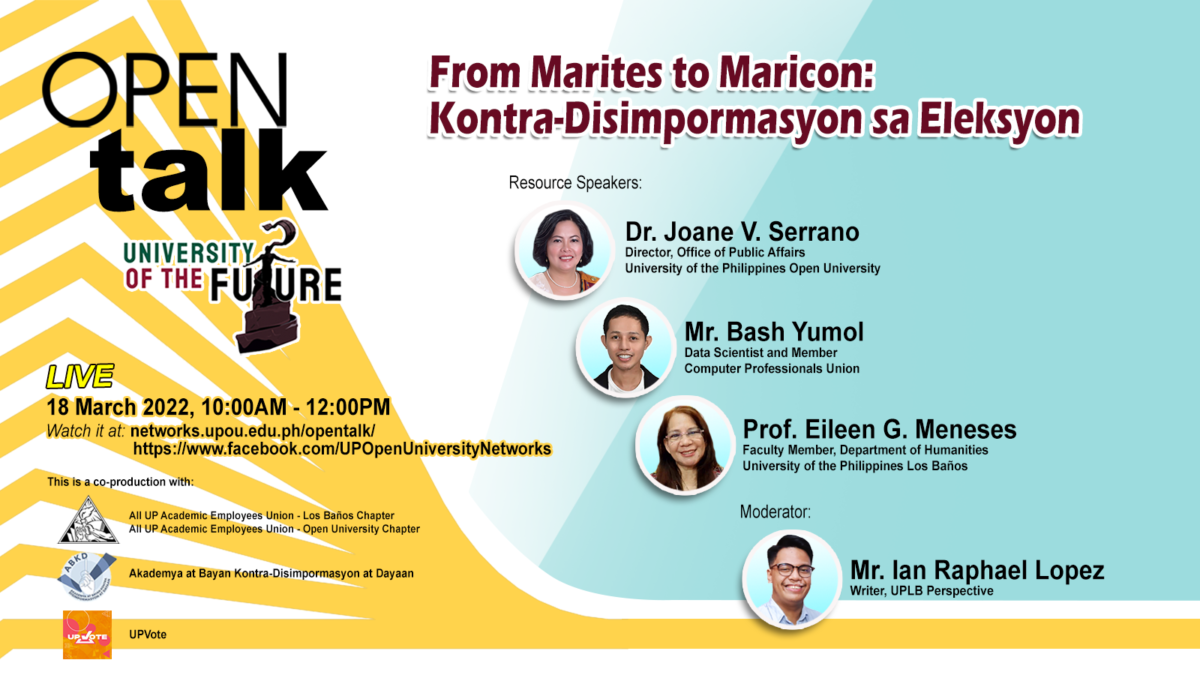 Open Talk 21: From Marites to Maricon: Kontra-Disimpormasyonsa Eleksyon