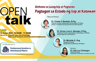OPEN Talk Episode 25 "Ginhawa sa Lusog-Isip at Pagtanda: Pagtugon sa Estado ng Isip at Katawan"