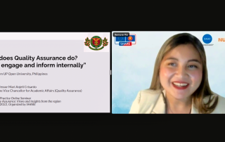 Asst. Prof. Mari Anjeli Lubrica-Crisanto at the European Union Support to Higher Education in the ASEAN Region (SHARE) to impart her experiences related to internal quality assurance.