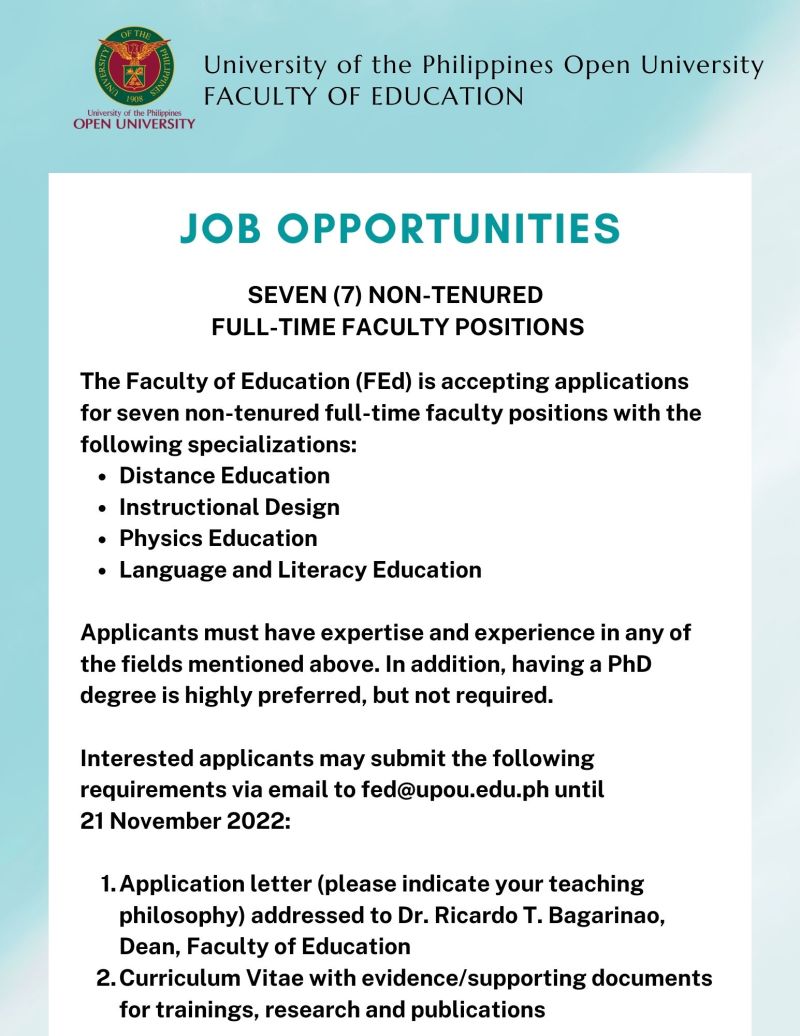FED Call for Faculty Application