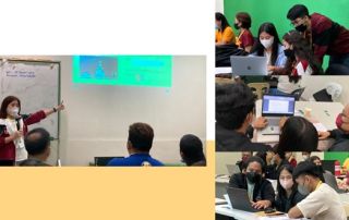 Ms. Yrelle Mae R. Lleva (left), resource speaker for Day 2, presented the basics of using the Internet and navigating the Google Workspace. Pahinungod volunteers (right), acted as tutors for the participants.