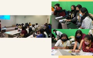 Ms. Katrine Ames Gito (left), resource speaker for Day 1, discussed and demonstrated the basic Microsoft Office applications. Pahinungod UPOU volunteers (right) assisted the participants during the lecture-workshop.