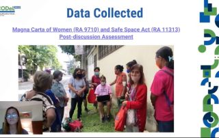 Ms. Nikkily Natan showing photos of the research participants as part of the photodocumentation of her data collection.