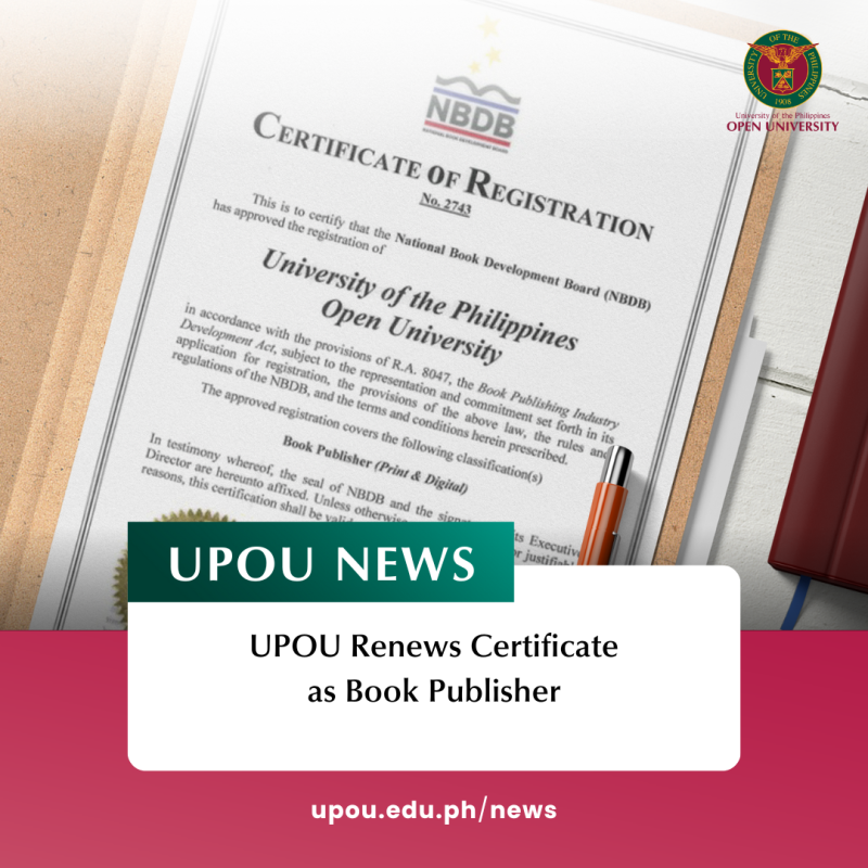 UPOU Renews Certificate as Book Publisher