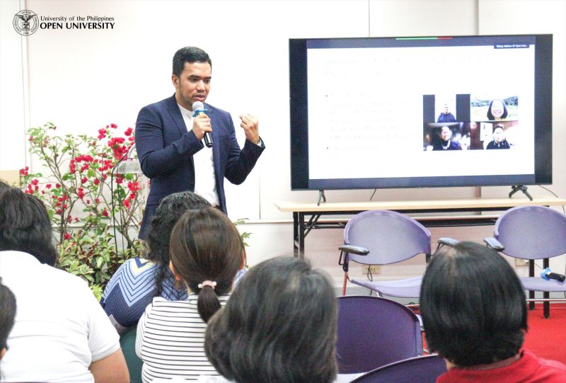 Faculty Regent Carl Marc Ramota conversed with the University of the Philippines Open University’s faculty members and Research, Extension, and Professional Staff (REPS) during the Ugnayan (Usapang Guro at Pamayanan) at Ikot Unyon on 11 May 2023.