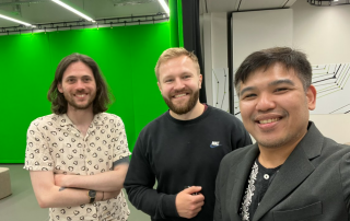 Dr. Roberto Figueroa Jr. with Dr. Imants Latkovskis and Dr. Nathan Kirkwood at University of Glasgow.