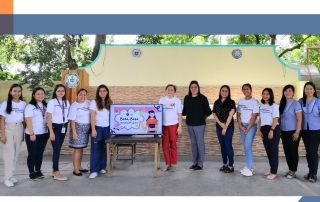 BBRP team composed of volunteer monitors (from left to right) Ella Hernandez, Anna Mhari Duria, Betina Paula Cardena, Marites Moya, Carla Alyssa Cabrera, Jestine Crhistia Gatdula, Dir. Queenie Ridulme, Dr. Naneth Labrador (Principal of SDES), Asst. Prof. Katherine Gonzales (faculty volunteer), Charlene Mina, Jurell Ordanes, and Grade 3 teachers Ms. Rea Tamayo, Ms. Shella Esteva and Ms. Nelia Quintos.