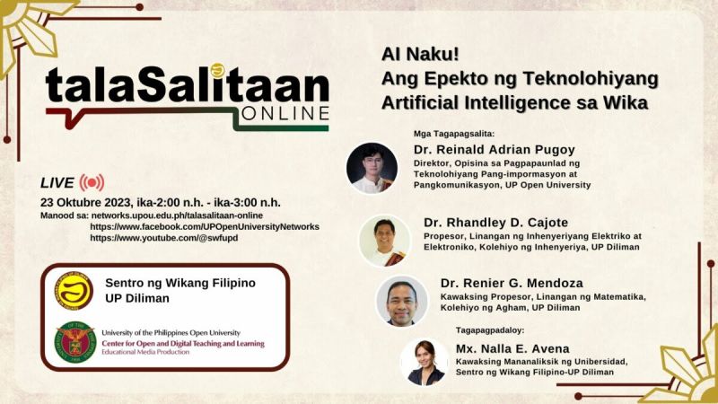 talaSalitaan Online: Episode 2 - AI Naku! Ang Epekto ng Teknolohiyang Artificial Intelligence sa Wika