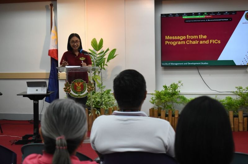 Asst. Prof. Tricia C. Ascan, AADE Program Chair, orients the students about the AADE program.