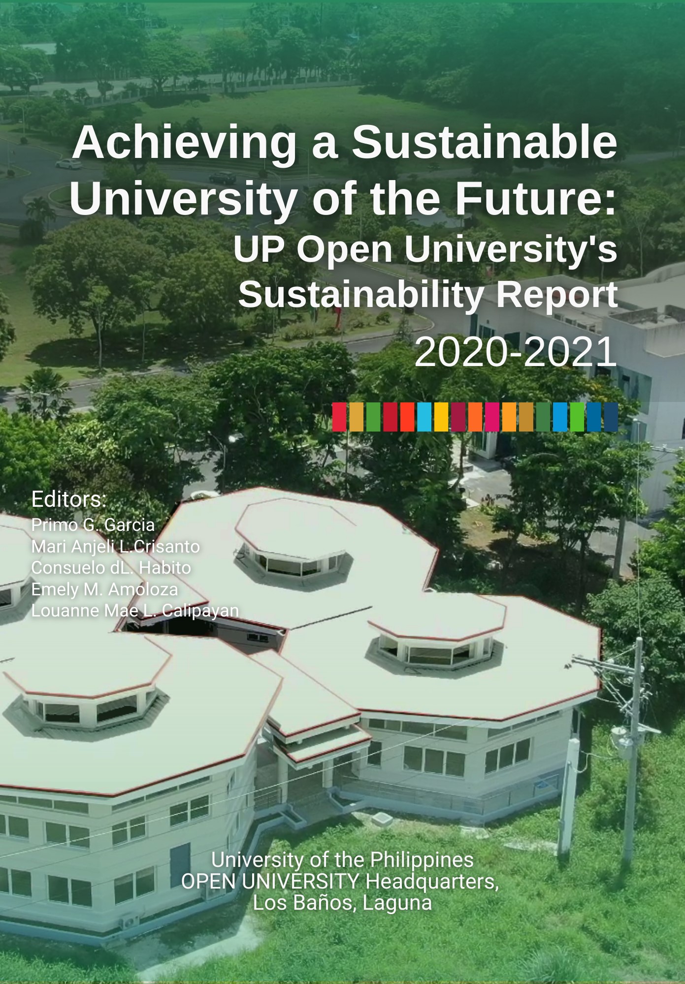 The front cover of UPOU’s Sustainability Report for CY 2020-2021.