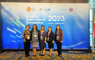 (left to right) OC QA Officer Myra Almodiel, FMDS QA Officer Consuelo Habito, QAO Director Mari Anjeli Crisanto, FICS QA Officer Emely Amoloza, and OVCAA QA Officer Yasele Irene Angela Yambao participated in the AUN-QA International Conference 2023