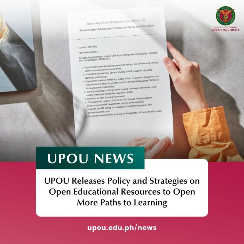 UPOU Releases Policy and Strategies on Open Educational Resources to Open More Paths to Learning