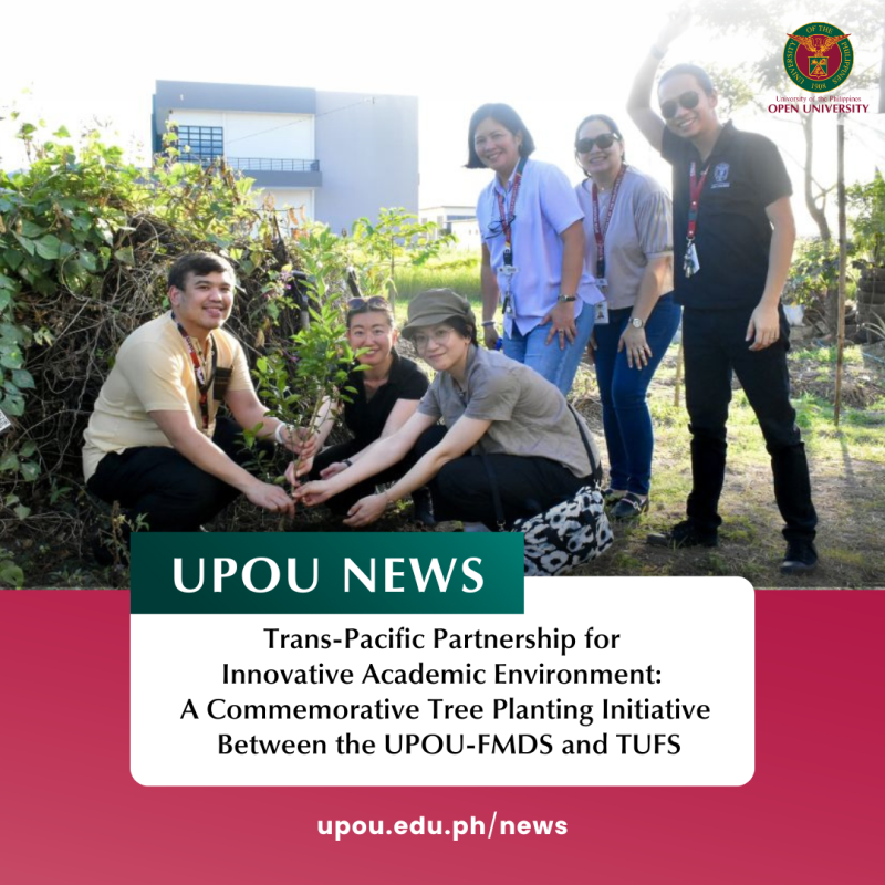 (from left to right) Dr. Figueroa, Asst. Prof. Fukuda, Ms. Nagayama, Dean Serrano, Ms. Suarez, and Mr. Mangubat during the tree planting commemoration