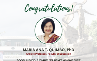 UPOU Faculty of Education Affiliate Professor conferred NRCP Achievement Award