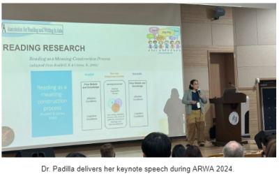 Dr. Padilla delivers her keynote speech during ARWA 2024.