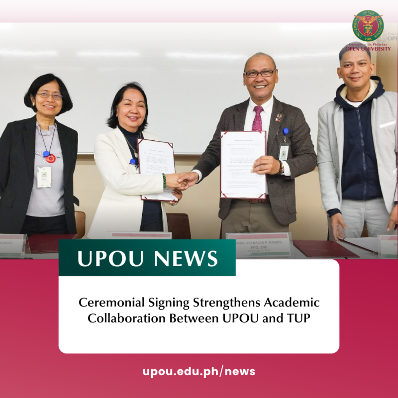 Ceremonial Signing Strengthens Academic Collaboration Between UPOU and TUP