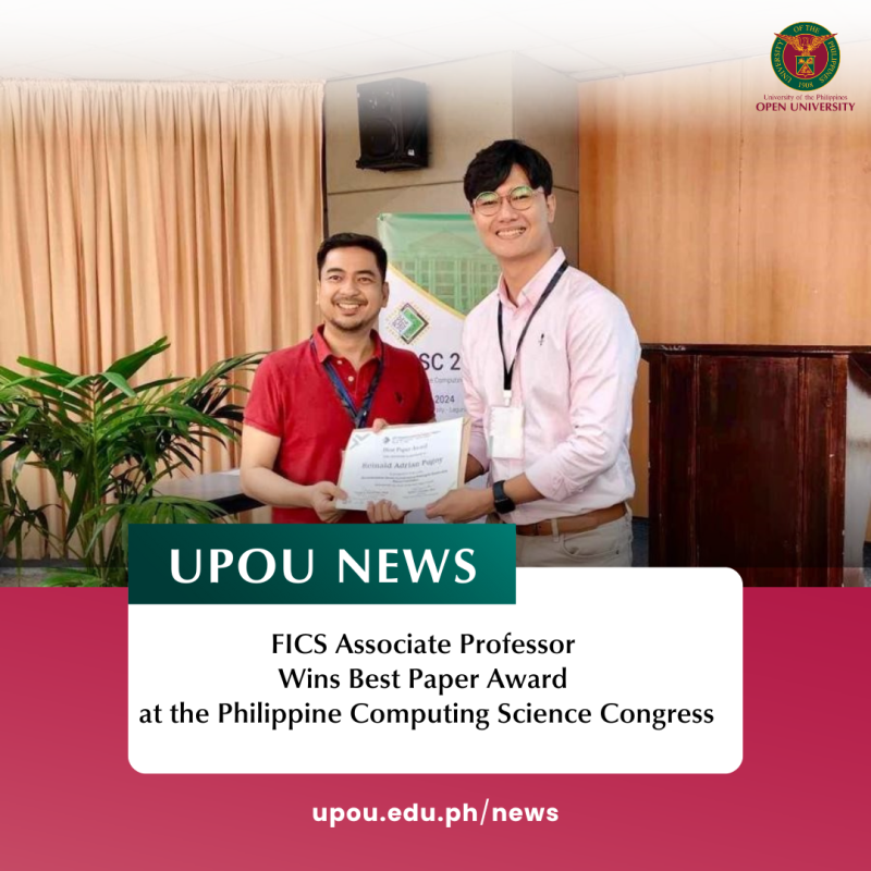 FICS Associate Professor Wins Best Paper Award at the Philippine Computing Science Congress