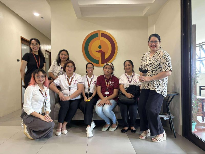 (Front L-R): Ms. Jessie Dalisay, Ms. Erlinda Manarin, Ms. Christine Volante, Asst. Prof. Roda L. Tajon, UPOU OSA Director and Ms. Laarnie Reaño and Ms. Charity Orense; (Back L-R): Ms. Gigi Constantino, Dr. Gina Valderama
