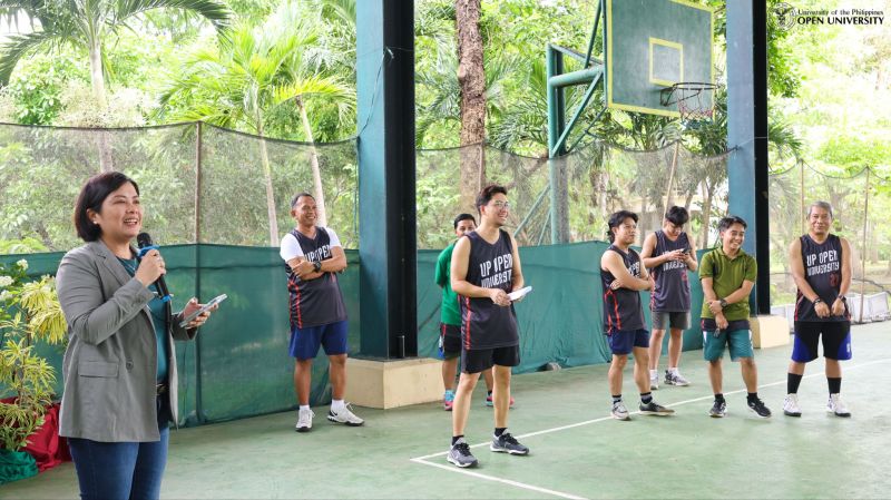 From the left, Chancellor Joanne V. Serrano, and the UPOU Basketball staff team